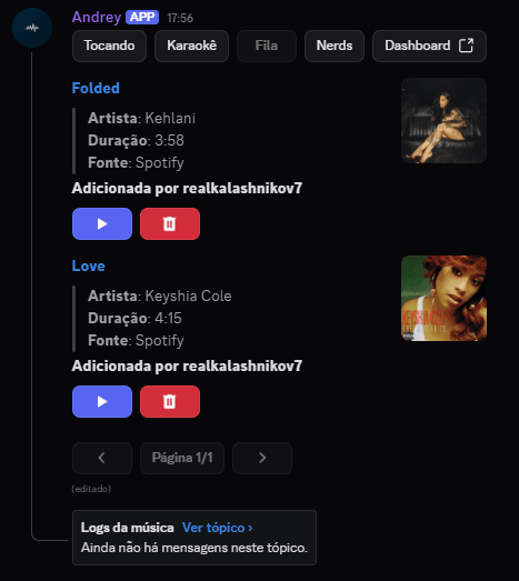 Preview da mensagem interativa no Discord