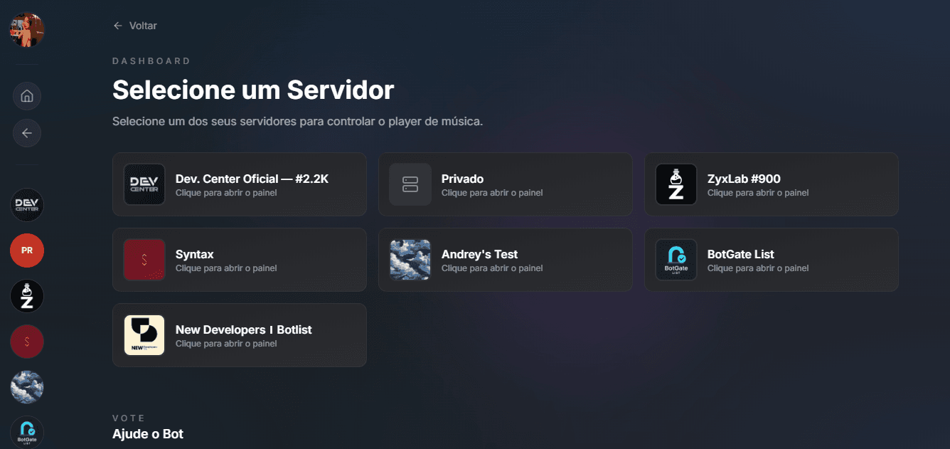 Preview do painel web